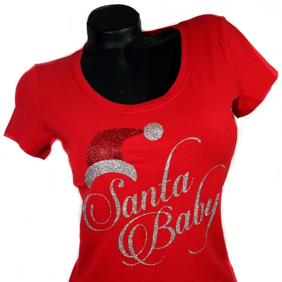 Santa Baby red form fitting ladies tee. New! - Picture 1 of 3